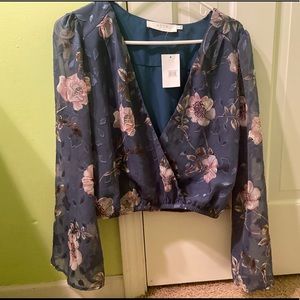 ASTR Surplice floral burnout top.